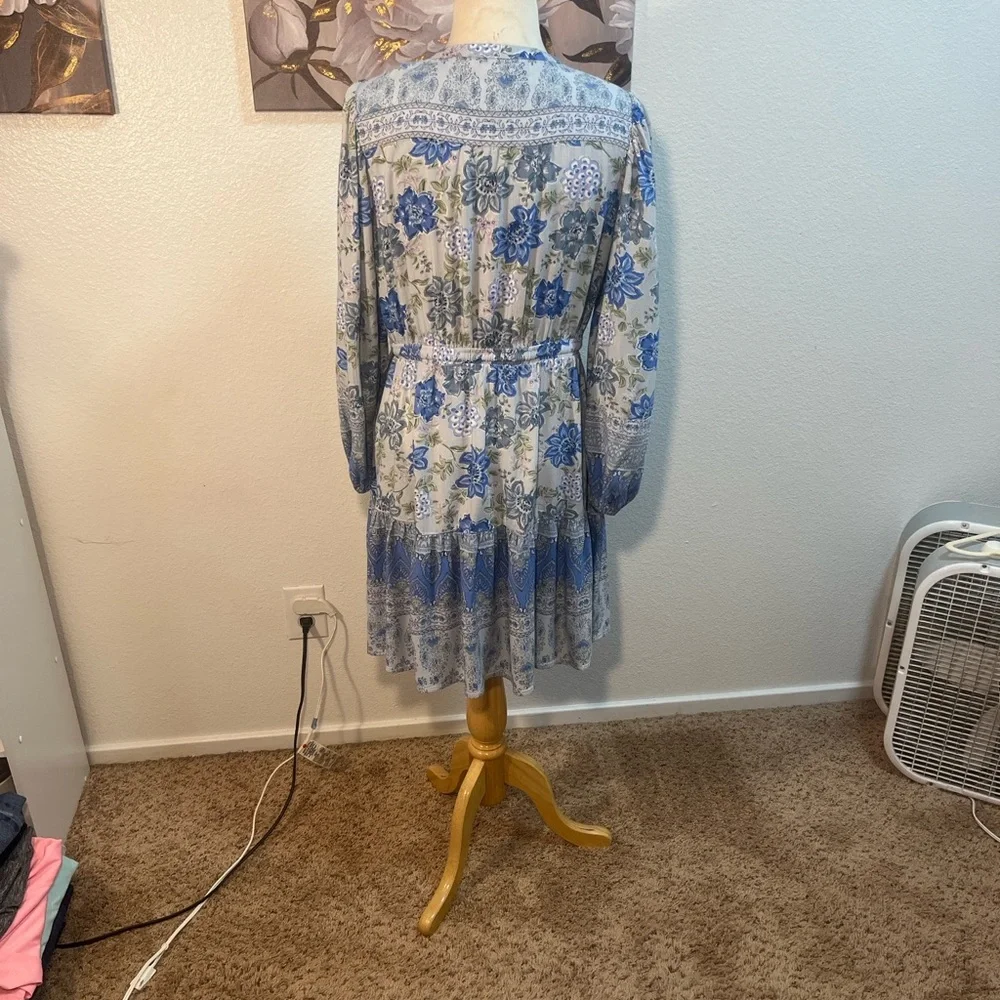 🎉HP🎉Lucky Brand Blue Floral Print Women’s Tiered Dress - Boho - Picture 6 of 11